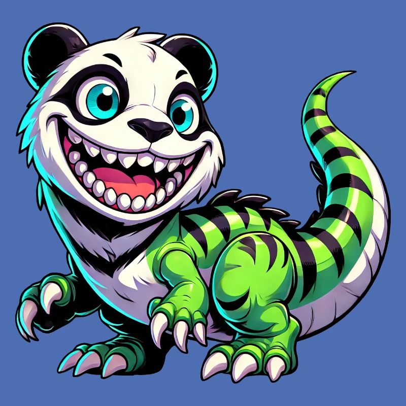 Whimsical Dino T-Rex Panda Mythical Creature