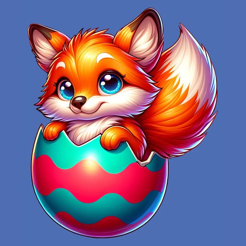 Hatching red fox from Easter egg