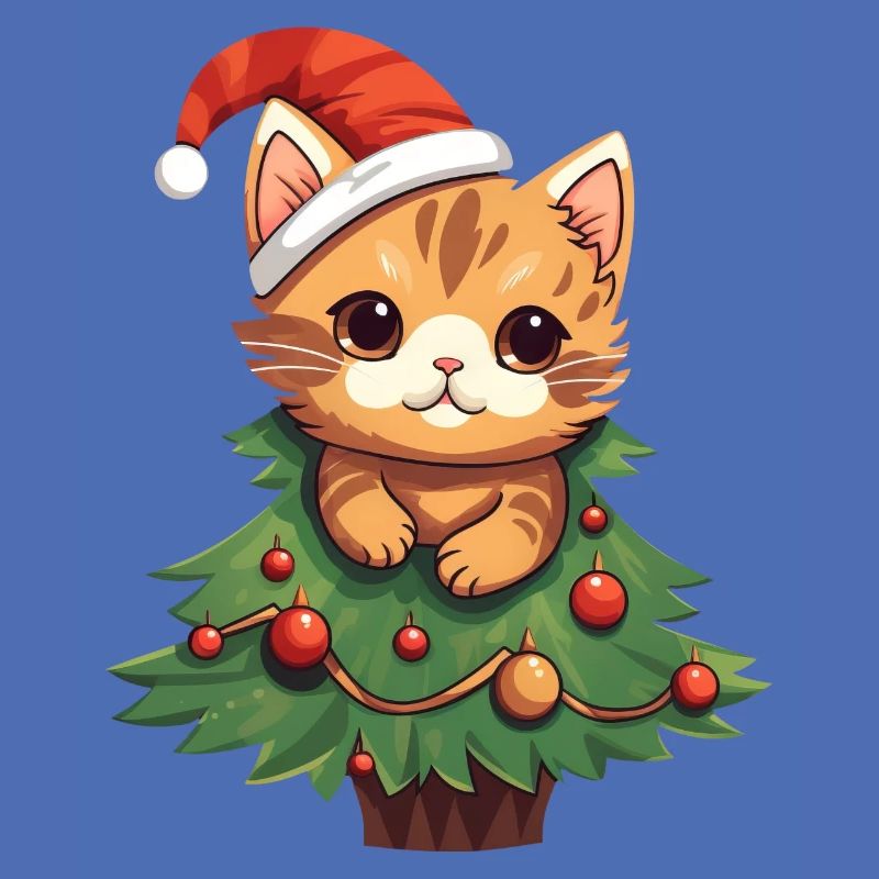 Chat de Noël - Chat mignon dans le sapin de Noël