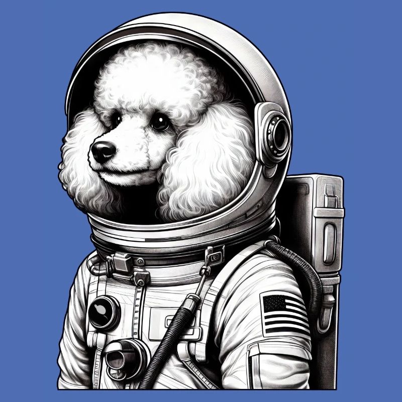 Caniche astronaute dans l’espace émerveillé