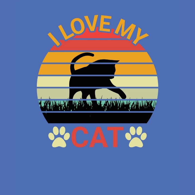 J’aime mon chat - Chat mignon dans un style rétro