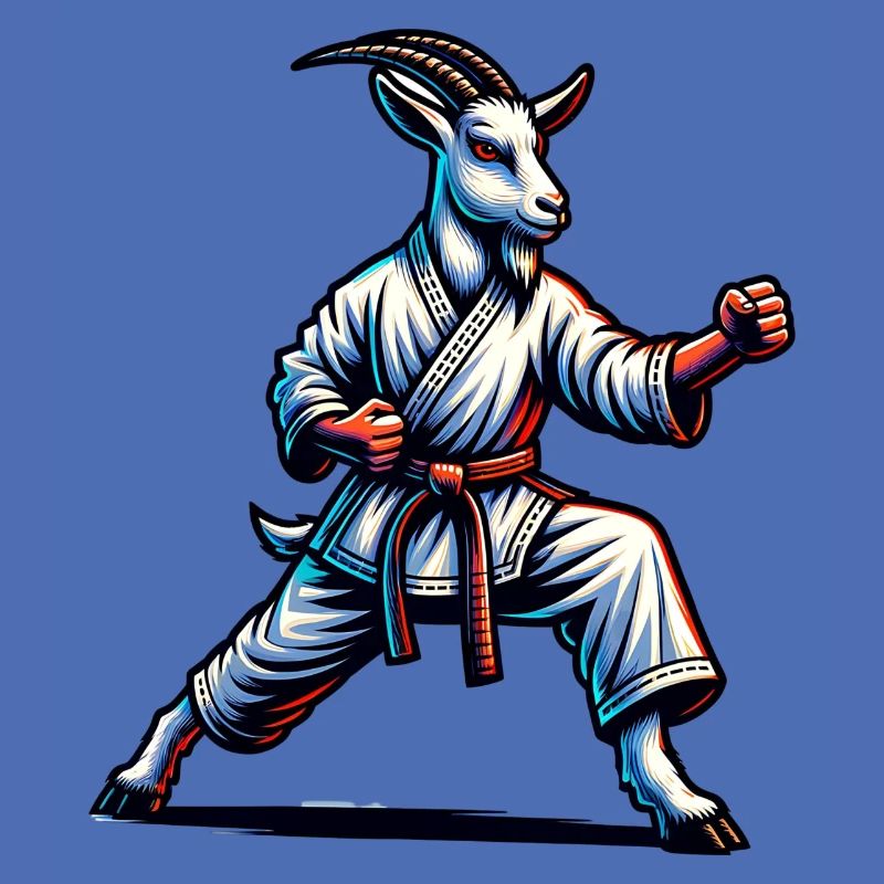 Karate-Ziege in Action – Dynamischer Kampfgeist