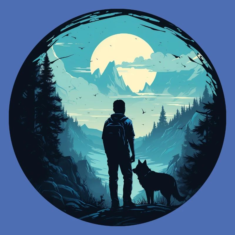 Junger Mann und sein Wolf