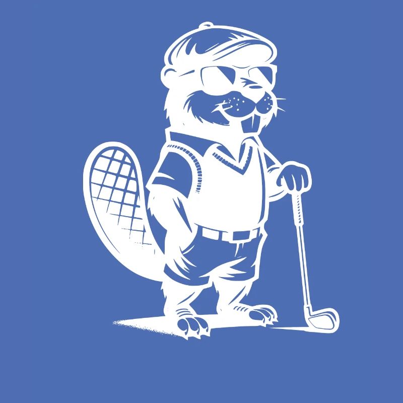 Conception de silhouette de golfeur de castor drôle