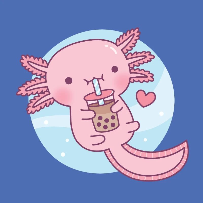 Süßer Axolotl liebt Bubble Tea
