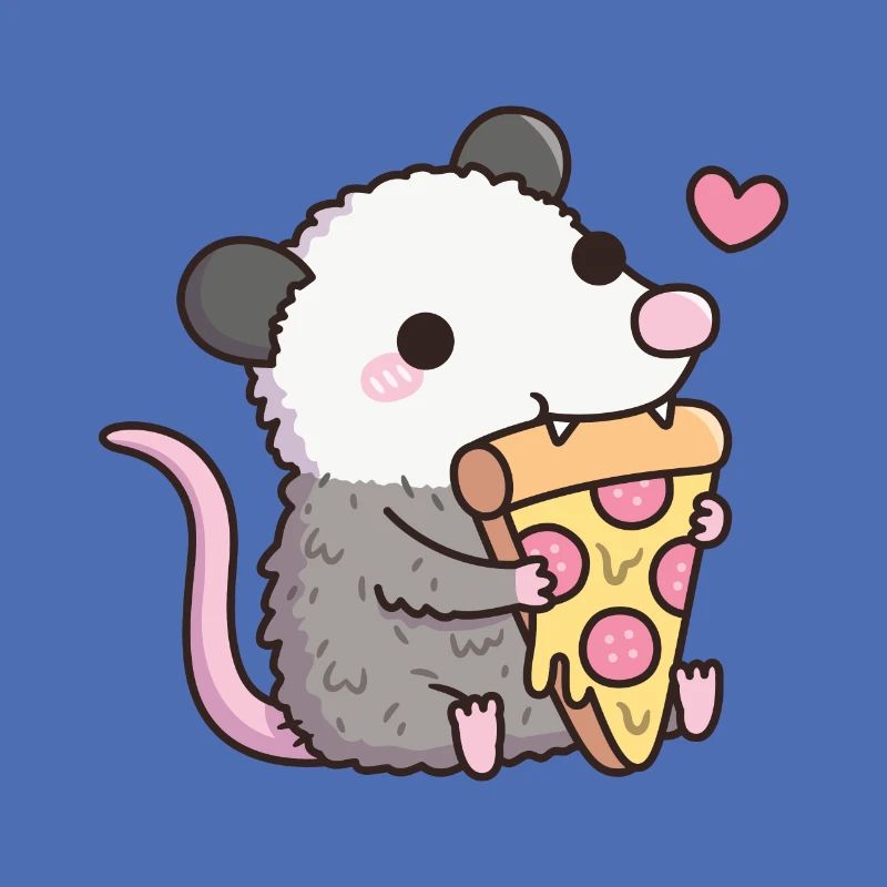 Süßes Opossum isst Pizza