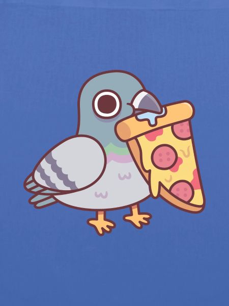 Niedliche Taube mit Peperoni-Pizzastück