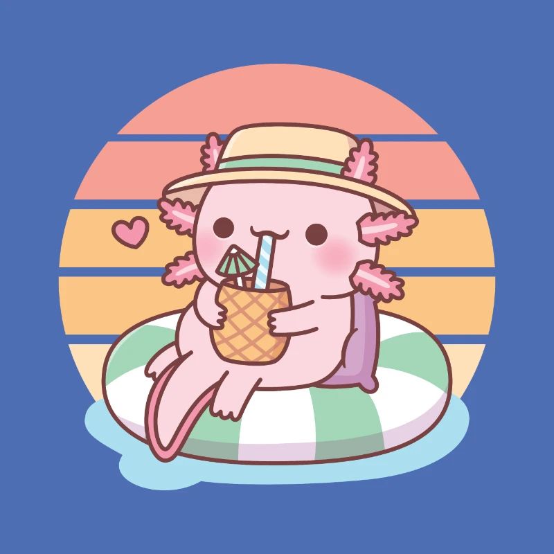 Mignon Axolotl Chilling On Pool Float Summer Vibes