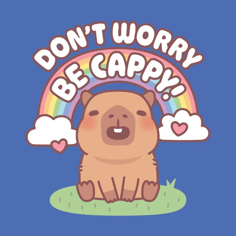 Cute Capybara With Rainbow Don't Worry Be Cappy