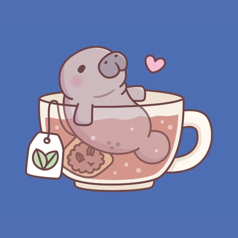 Funny Manatee Chilling In Tea Cup