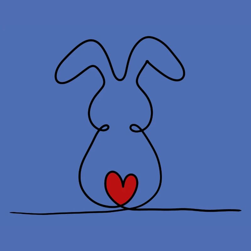 Lapin à une ligne avec queue rouge