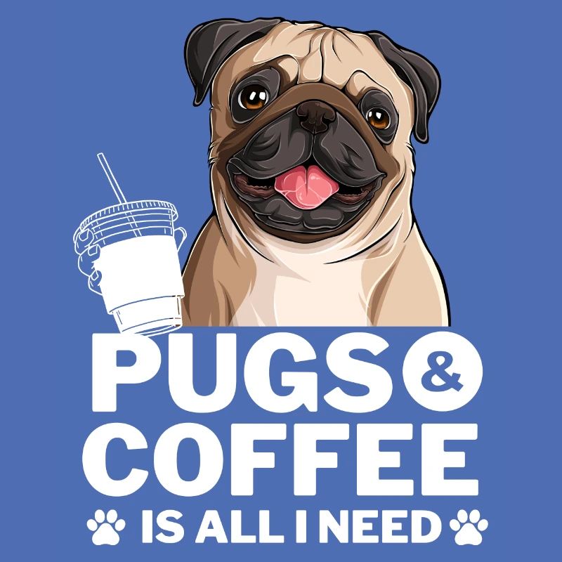 Süßer Lachender Mops & Kaffee Design