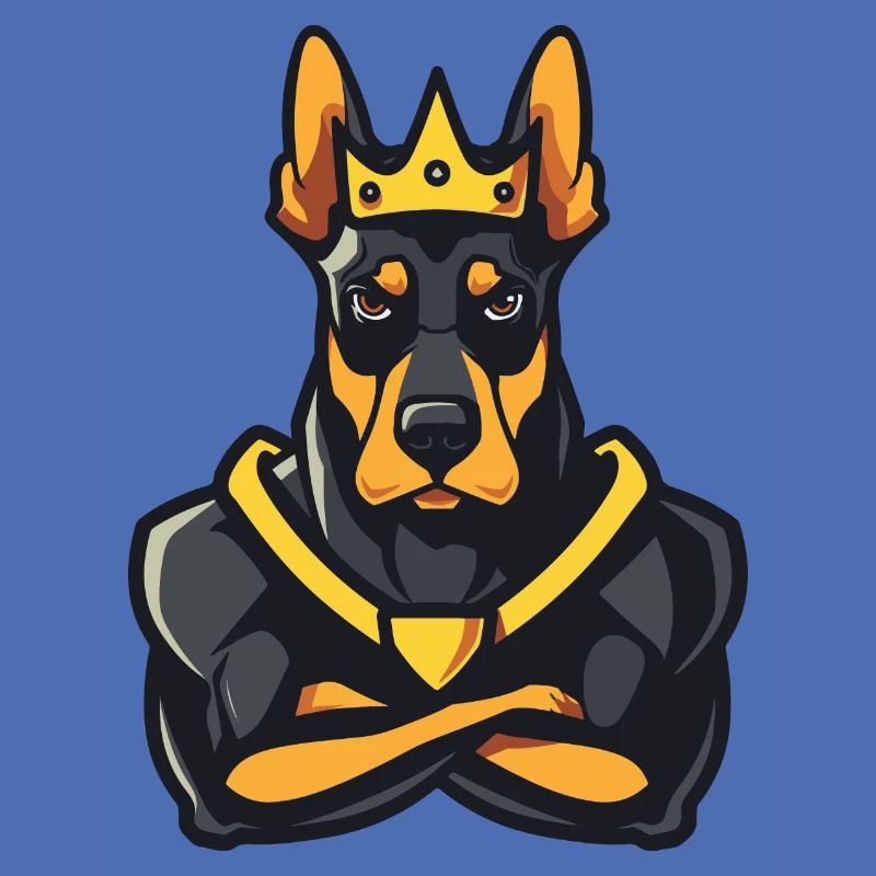 Dobermann Hund Comic Krone