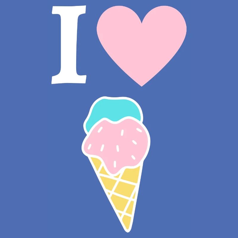 I love Eiscreme / Eiswaffel Comic Design weiß