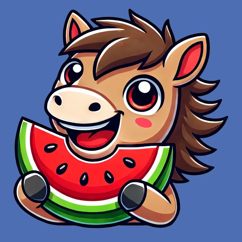 Mignon Cheval Pastèque Dessin animé Été