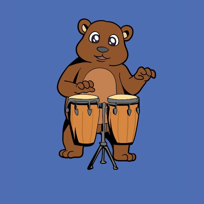 Comic Bär spielt Percussion