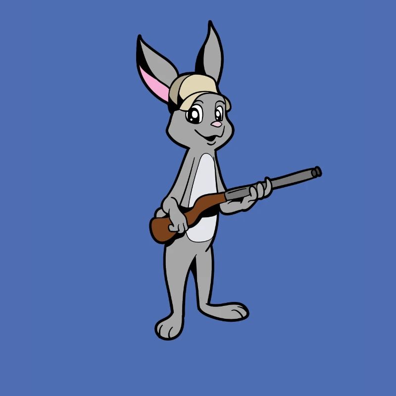 Hase mit Gewehr - Jäger