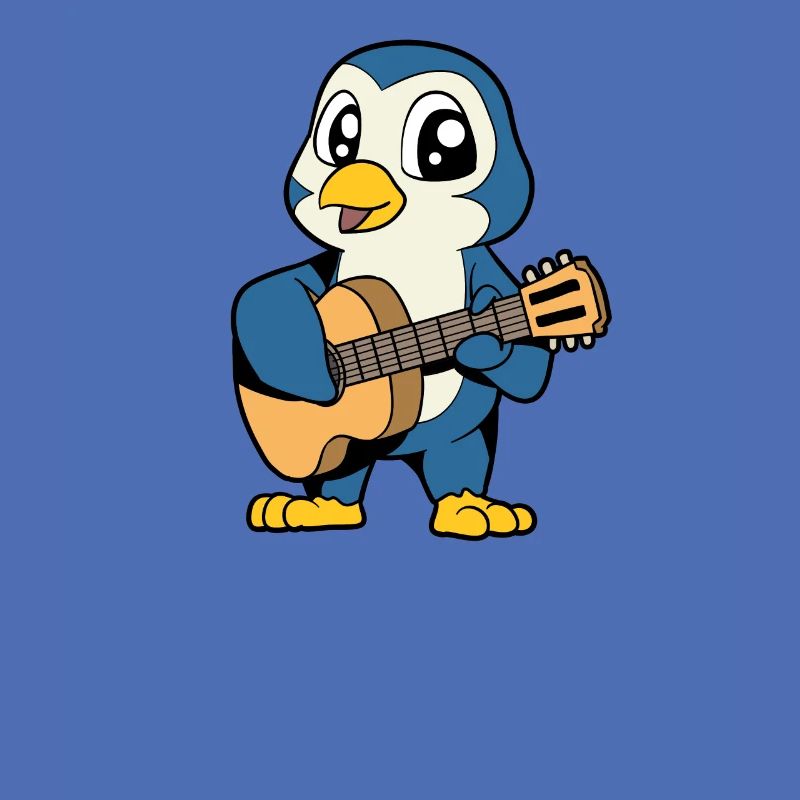Comic Pinguin spielt Gitarre