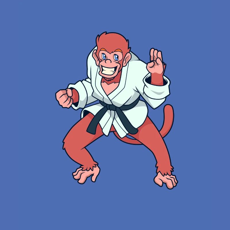 Comic monkey makes karate