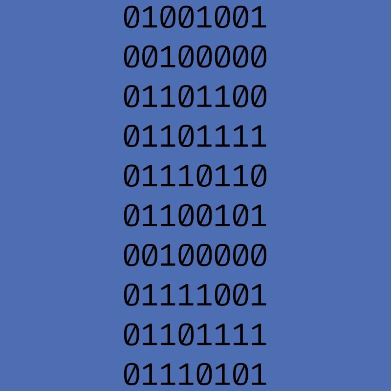 "I LOVE YOU" in binary code.