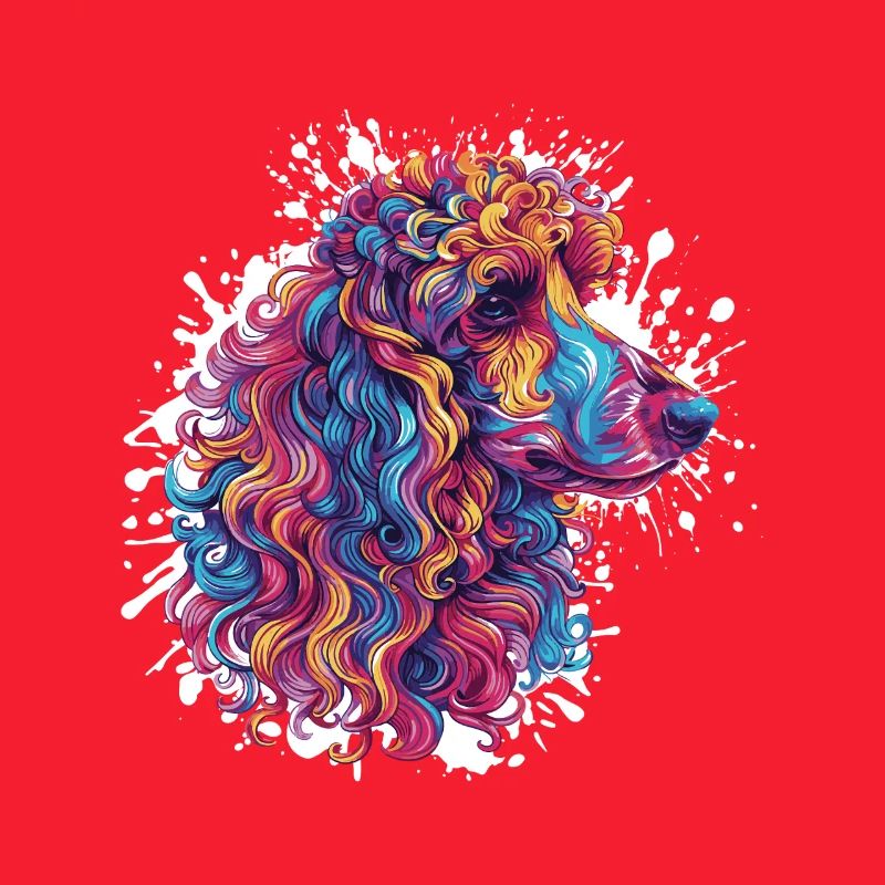 Colored Poodle Head Artwork