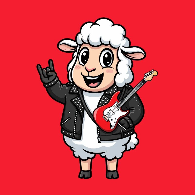 Rocker Sheep mit E-Gitarre