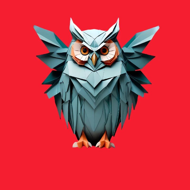 Blau Low-Poly Eule Design