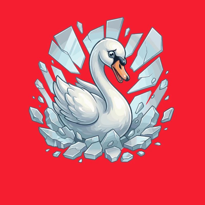 Schwan bricht durchs Eis