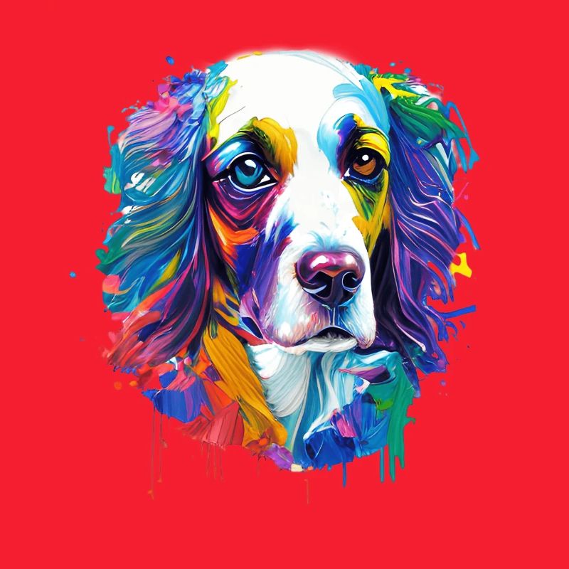 Englischer Springer Spaniel Bunte Spritzkunst