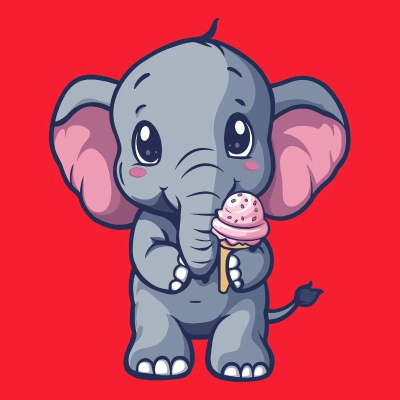 Kleiner Elefant Eiscreme Freund
