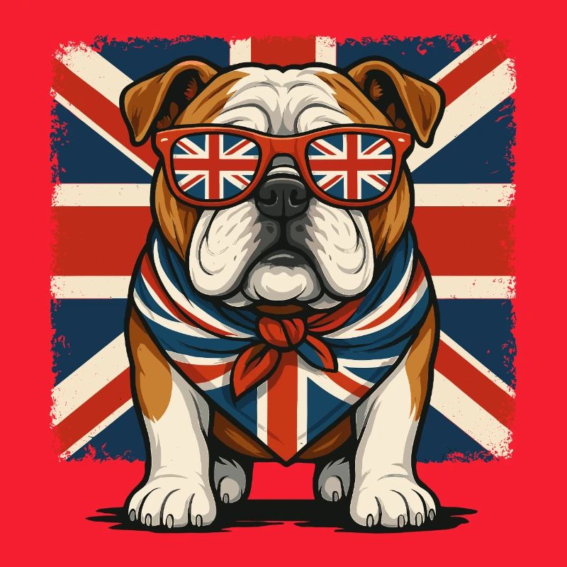 Bouledogue avec accessoires de drapeau britannique