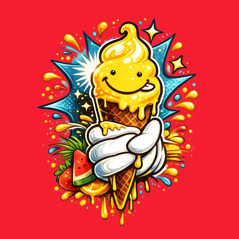 Fröhliche Schmelzende Eiscreme Illustration