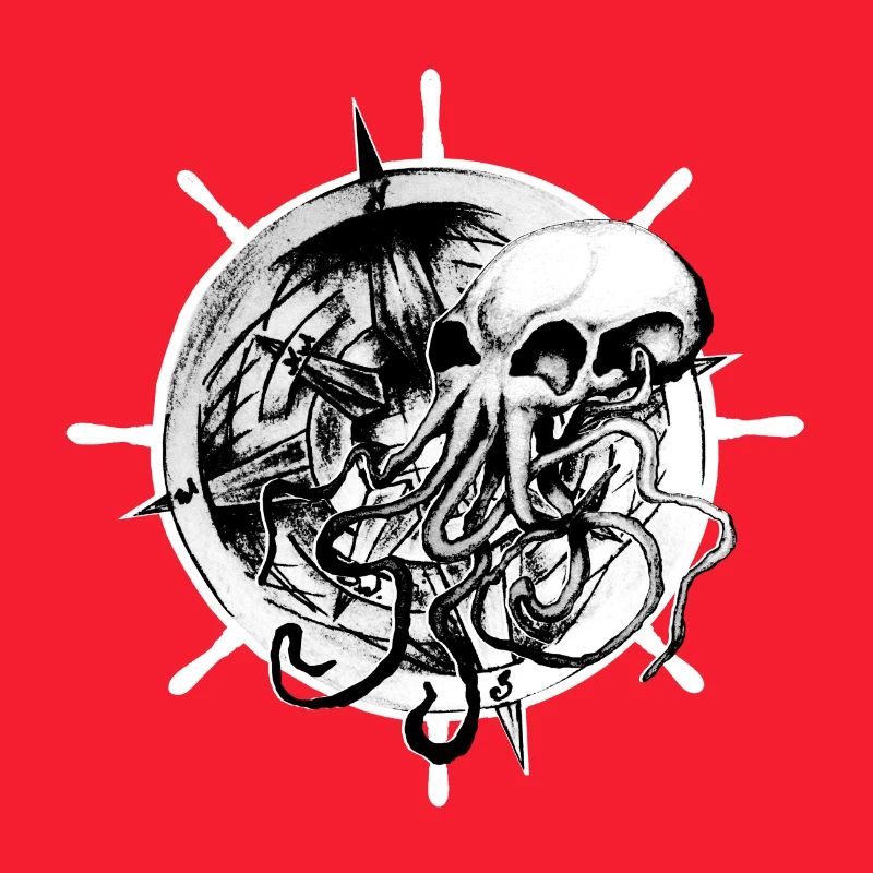 Conception de tatouage de crâne de pieuvre