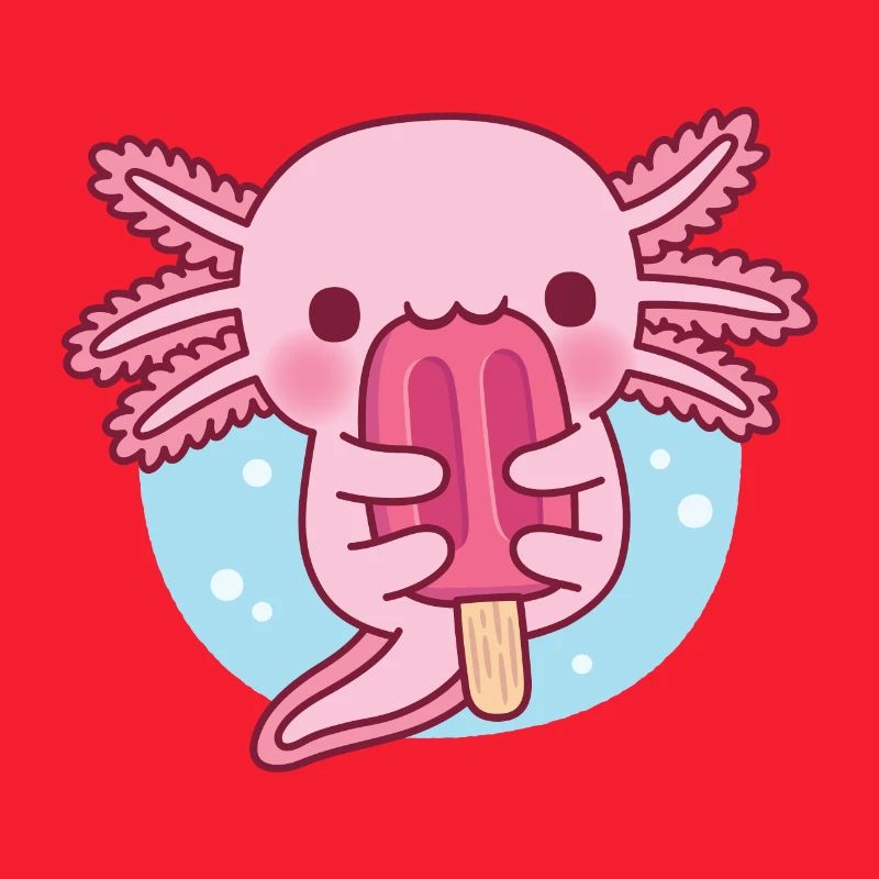 Mignon Axolotl mangeant de la glace