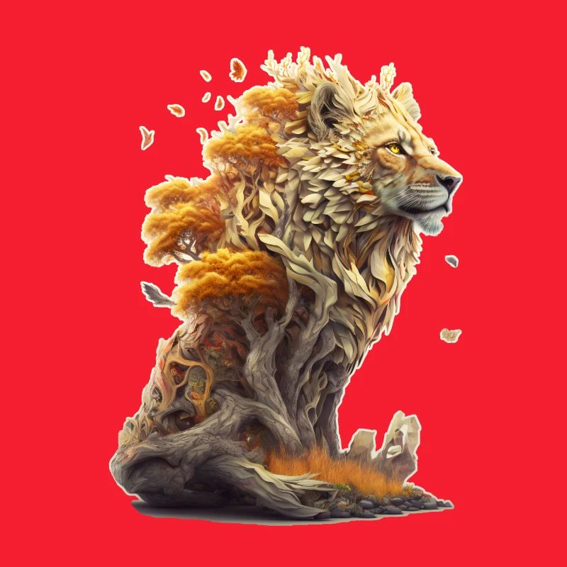 Löwe mit Savannen Elementen, Löwendesign