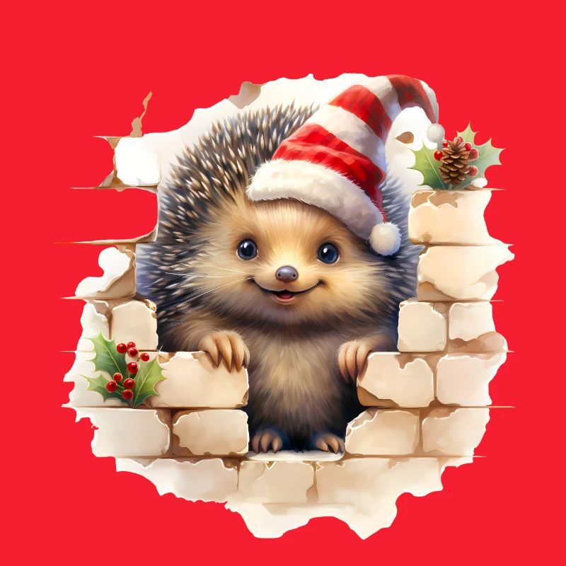 Hérisson de Noël dans le mur