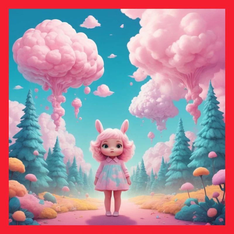 Mädchen im Zuckerwatte-Wald