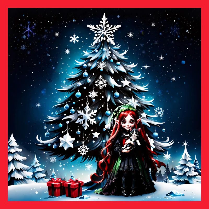 Lutin de Noël avec chaton.