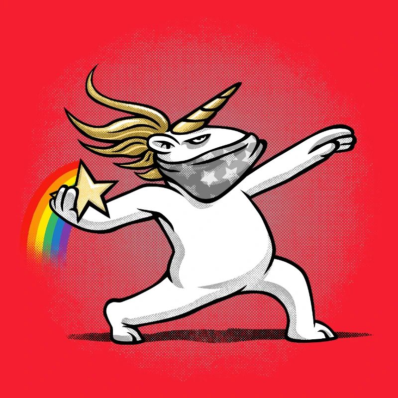 Einhorn wirft einen Regenbogen