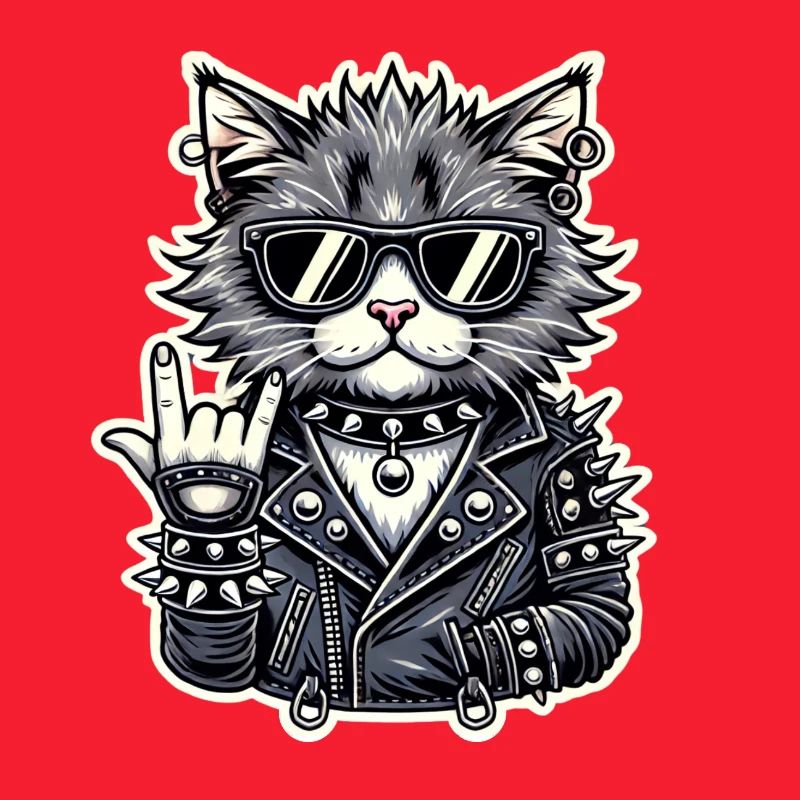 Rockiger Katzenstil mit Lederjacke