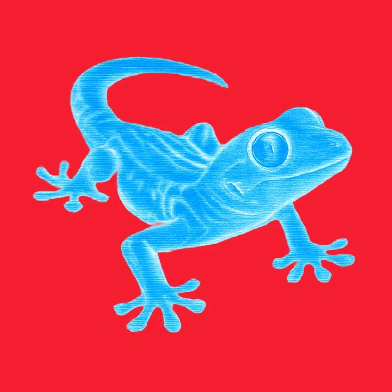 Blauer Gecko Silhouette Muster