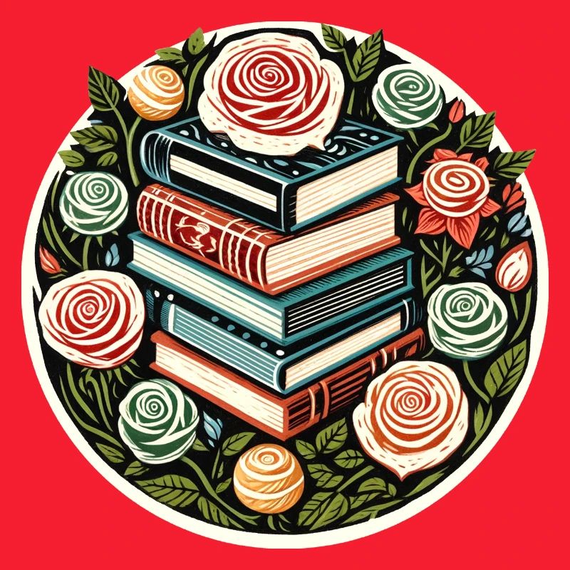 Floral Book Stack Emblem