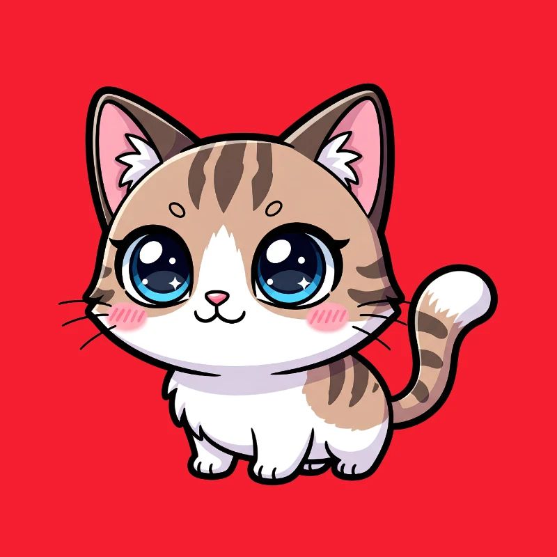 Kawaii Tabby-Kätzchen Großäugig