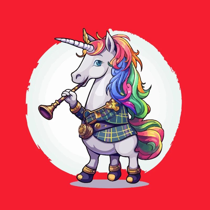 Buntes Einhorn mit Trompete
