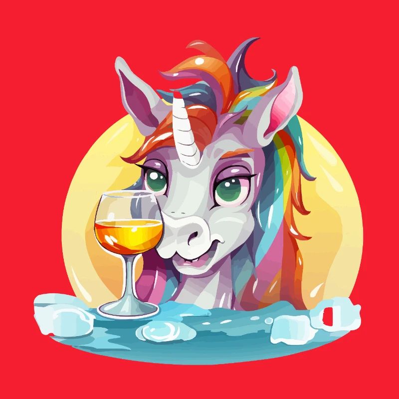 Buntes Einhorn mit Wein