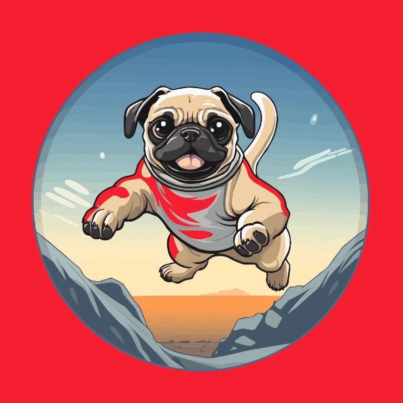 Pug Sprung über Berglandschaft