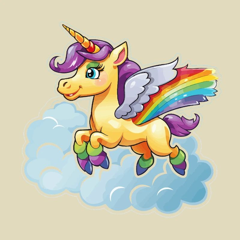 Regenbogen-Einhorn auf Wolke