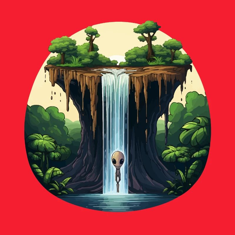 Extraterrestre à la cascade dans la jungle