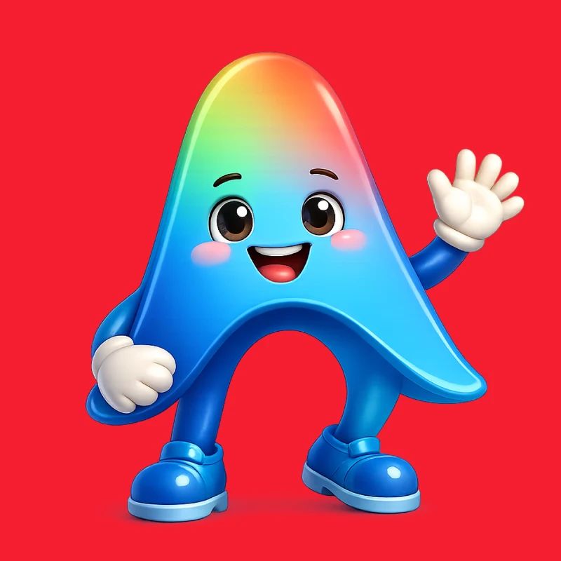 Niedlicher Regenbogen-Maskottchen-Aufkleber Antigravitation