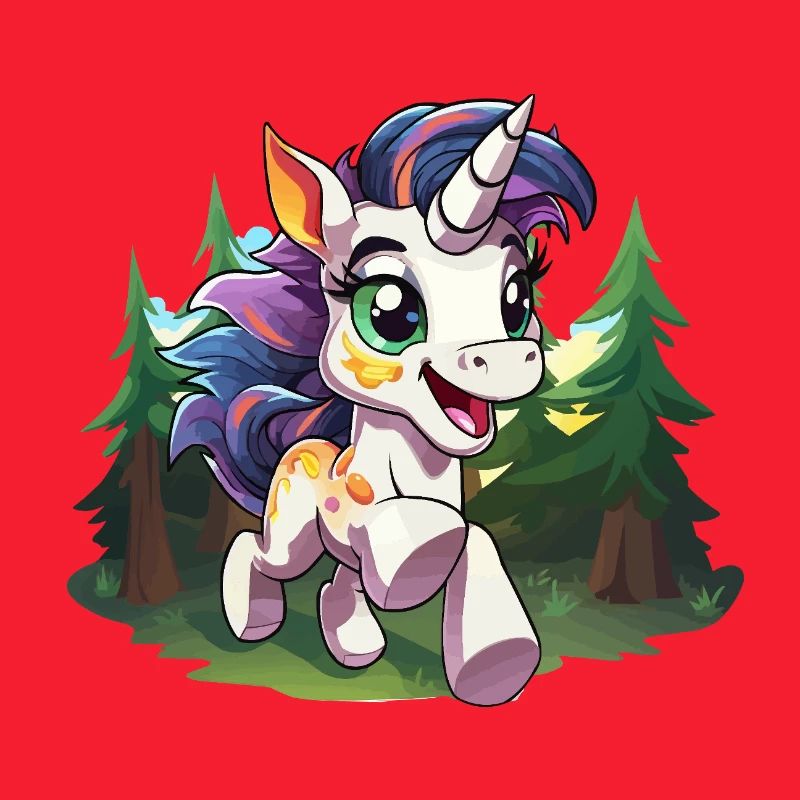 Licorne colorée de la forêt heureuse
